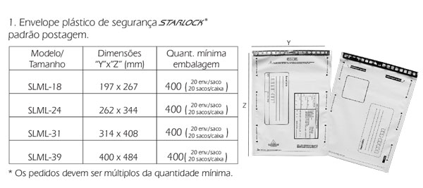 Envelopes Starlock Padrão Postagem