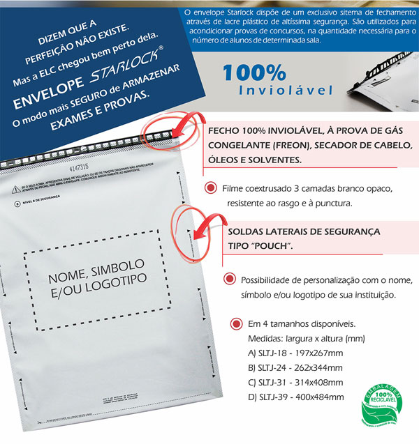 Envelopes Descartáveis Starlock