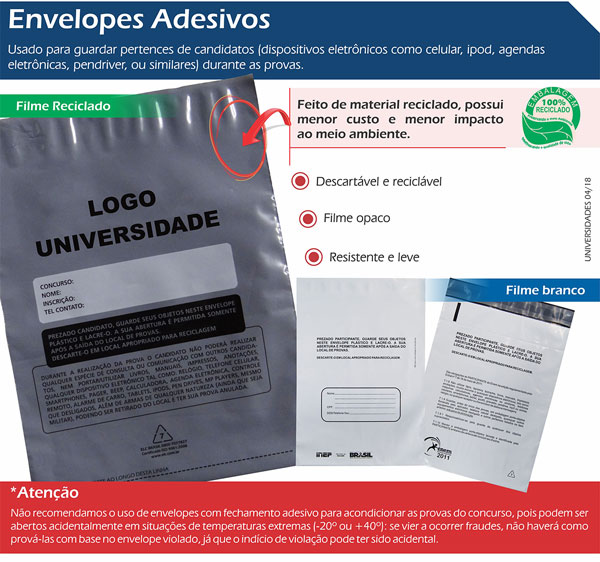 Envelopes Descartáveis Adesivos